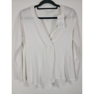 Soft Surroundings Top XS Womens White Long Sleeve V Neck Pullover NWT